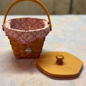 Woven Basket with Floral Liner and Lid